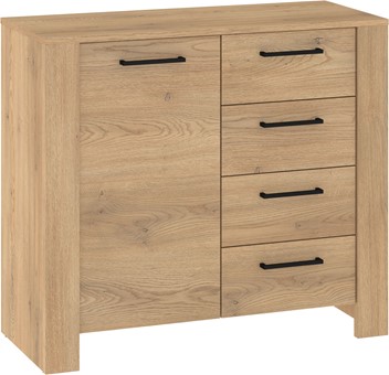 meble DELIS 02 komoda z drzwiami szufladami do salonu dąb cremona