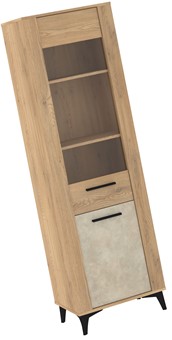 meble MIGES 15 wysoka witryna do salonu na nóżkach dąb cremona granada migd