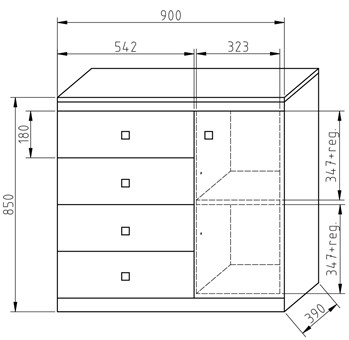 meble EVAGO 4S1D komoda z szufladami drzwiami do sypialni salonu biura