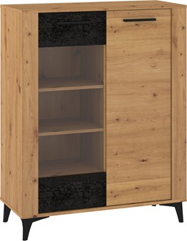 meble MIGES 14 niska witryna do salonu na nóżkach dąb artisan beton czarny