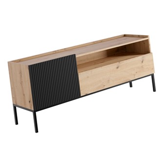 meble KOME 10 komoda stolik szafka RTV z drzwiami na nóżkach artisan czarny