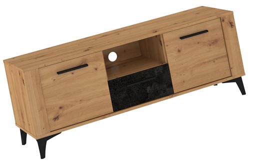 meble MIGES 10 komoda stolik szafka RTV na nóżkach dąb artisan beton czarny