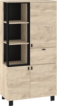 meble GAVES 09 szafka regał z półkami loft do salonu dąb endgrain czarny