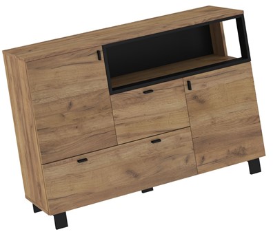 meble GAVES 02 duża komoda z szufladami drzwiami do salonu dąb craft z czar