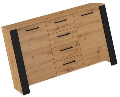 meble DELIS 03 duża komoda z szufladami drzwiami do salonu dąb artisan czar