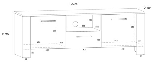 meble DELIS 10 komoda stolik szafka RTV 140 dąb artisan
