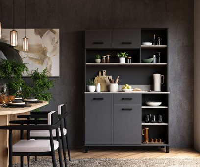 meble kuchenne LINDA bufet 120 szafka kawiarka kredens antracyt beton smart