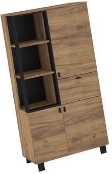 meble GAVES 09 szafka regał z półkami loft do salonu dąb craft złoty czarny