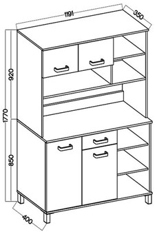 meble kuchenne LINDA bufet 80+120+R7 szafka kawiarka kredens antracyt beton