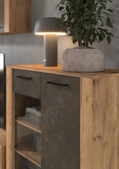 meble DELIS 11 komoda stolik szafka RTV 175 dąb craft złoty granada brąz