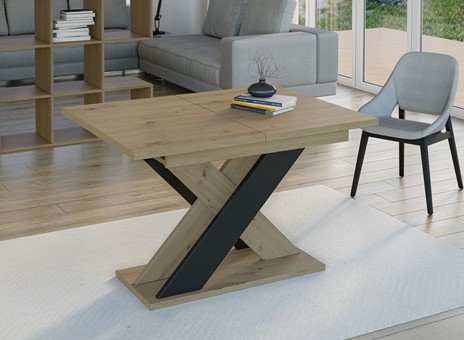 XAO nowoczesny stół rozkładany do salonu 120/160x90 dąb artisan / czarny
