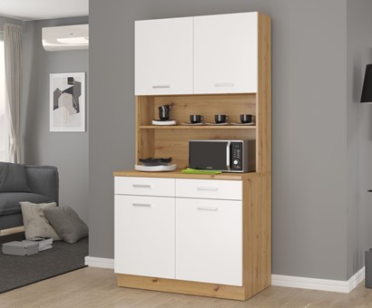 meble kuchenne MARIA kredens bufet szafka kawiarka dąb artisan biały