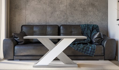 XAO nowoczesny stolik kawowy ława 110x70 do salonu K350 beton / biały