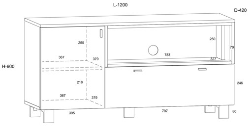 meble GAVES 12 komoda stolik szafka RTV do salonu loft dąb endgrain czarny