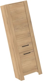 meble DELIS 01 wąski regał zamknięty z półkami bieliźniarka dąb cremona