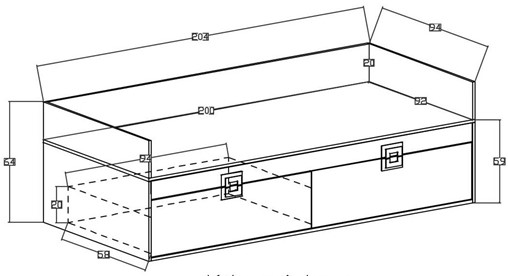 meble NICO 14 łóżko dziecięce młodzieżowe 90x200 bez mat. dąb biały róż