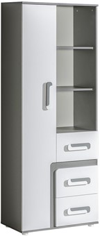 meble APETITO 04 regał na książki zabawki z półkami szufladą antracyt biały