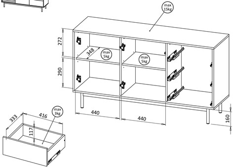 meble TILA #1 zestaw witryna komoda stół rozkładany dąb olejowany cashmere