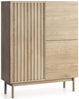 meble SAORI K3D szafka komoda z drzwiami lamelami do salonu dąb cremona