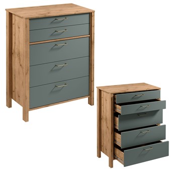 meble INDYGO K5S komoda z szufladami do salonu sypialni dąb wotan zieleń