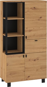 meble GAVES 09 szafka regał z półkami loft do salonu dąb artisan czarny