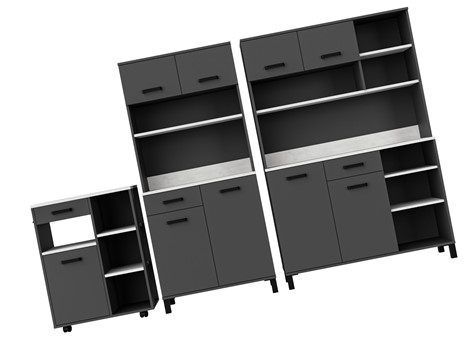 meble kuchenne LINDA bufet 80+120+R7 szafka kawiarka kredens antracyt beton