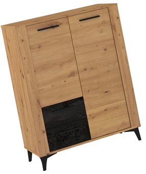 meble MIGES 08 regał z szufladami drzwiami na nóżkach artisan beton czarny