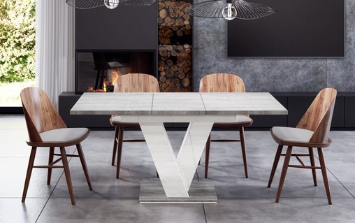 MASIV nowoczesny stół rozkładany do salonu jadalni 120x80 beton biały połys