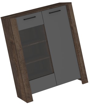 meble DELIS 14 niska witryna do salonu dąb grange grafit