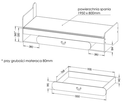 meble CARINI 11 łóżko bez materaca