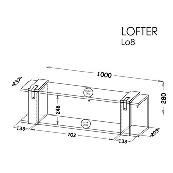 meble LOFTER 08 półka wisząca ścienna na książki do salonu dąb wotan/ beton