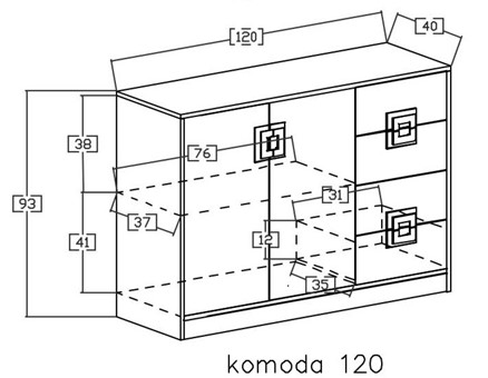 meble NICO _08 komoda 120 dąb jasny / biały