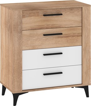 meble MIGES 05 komoda z szufladami do salonu sypialni dąb sonoma biały poły