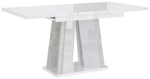 DOHA nowoczesny stół rozkładany do salonu jadalni 120x80 biały połysk beton