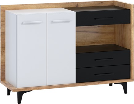 meble DOX 02 duża szafka komoda z szufladami do salonu craft biały czarny