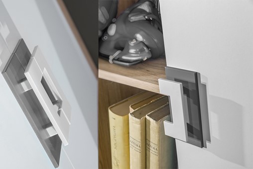 meble NICO 01 szafa dwudrzwiowa z szufladami młodzieżowa dąb biały popiel