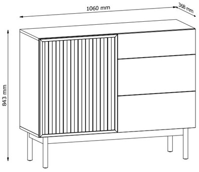 meble SAORI K1D3S komoda z szufladami drzwiami lamelami do salonu cremona