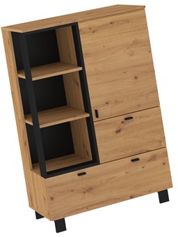 meble GAVES 06 niski regał na książki z szufladami loft dąb artisan czarny