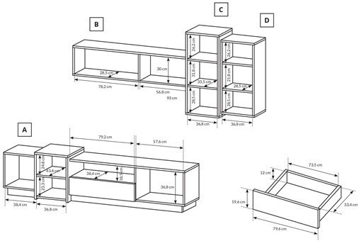 Meble D3L #1 zestaw komoda meblościanka szafka RTV stolik kawowy półka