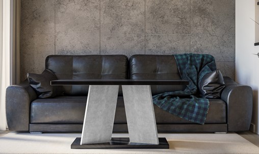 MUFO nowoczesny stolik kawowy ława 110x70 do salonu czarny połysk / beton