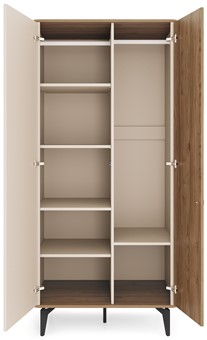 meble AURENA 01 nowoczesna szafa dwudrzwiowa na nóżkach orzech cashmere