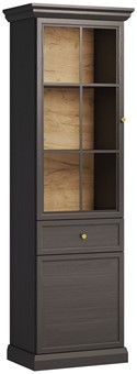 meble LUCCA W2D1S klasyczna witryna do salonu z szufladą czarny g dąb craft
