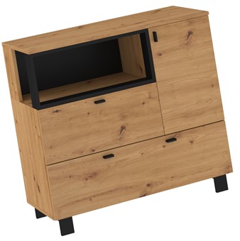 meble GAVES 01 komoda z szufladami na nóżkach do salonu dąb artisan czarny