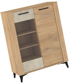 meble MIGES 14 niska witryna do salonu na nóżkach dąb cremona granada migda