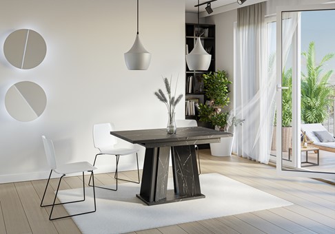 DOHA nowoczesny stół rozkładany do salonu jadalni 120x80 marmur royal czarn