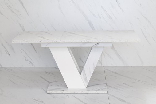 DUBAI nowoczesny stół rozkładany do salonu jadalni 120x80 biały marmur bia.