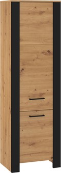meble DELIS 01 wąski regał zamknięty z półkami bieliźniarka dąb artisan cza