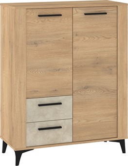 meble MIGES 08 regał z szufladami drzwiami na nóżkach dąb cremona granada m