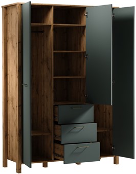 meble INDYGO S3D3S szafa trzydrzwiowa do przedpokoju sypialni wotan zieleń