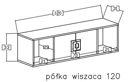 meble NICO 12 szafka półka wisząca ścienna na książki dąb jasny biały